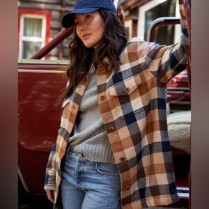 Outerknown Women’s Plaid Oversized Blanket Shirt Shacket Size S Cabincore